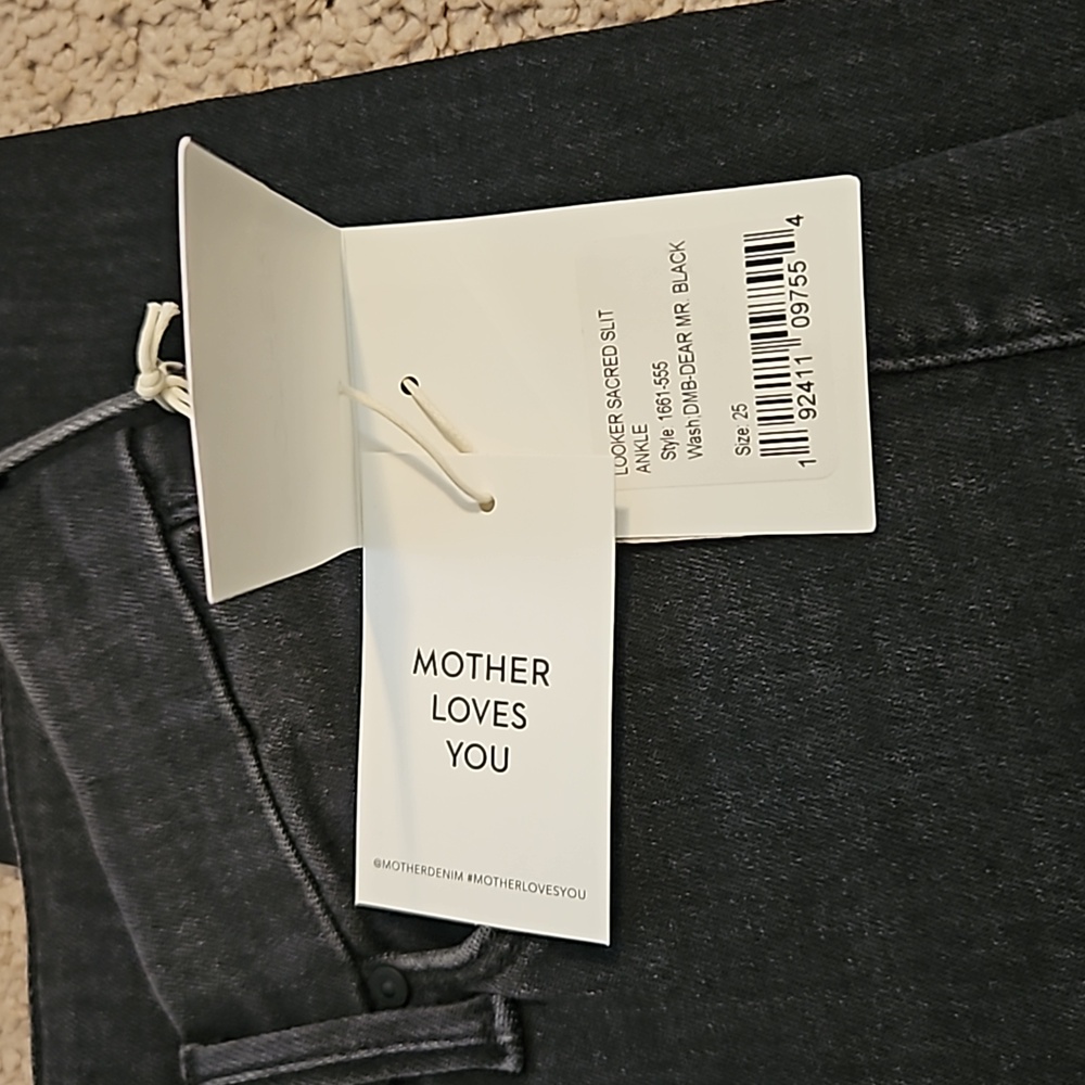 NEW! Mother Denim The Looker Sacred Slit Ankle Jeans Dear Mr. Black Size 25 - Picture 8 of 14